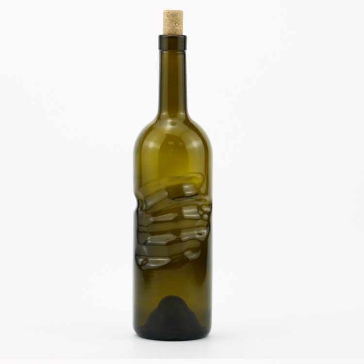 Luxury Unique 750ml Empty Angel Hand Glass Red Wine Bottle For Grape