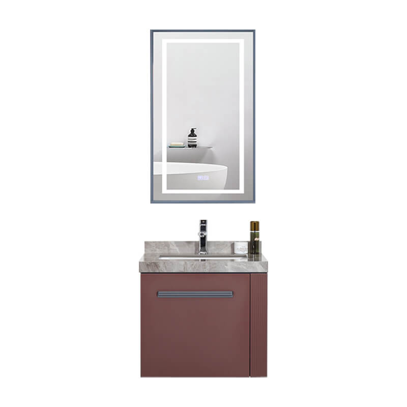 Single Sink in-wall Cabinet modern with solid door and LED light mirror