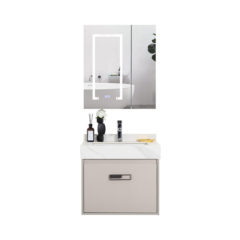 Plywood Bathroom Vanity Under Sink Cabinet with slab ceramic basin ,modern style