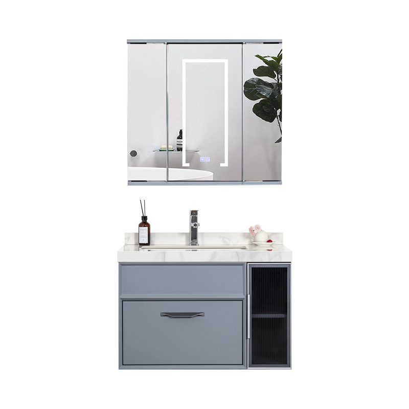 Wood Bathroom cabinet with geomantic rotating mirror cabinet ,Different size can make