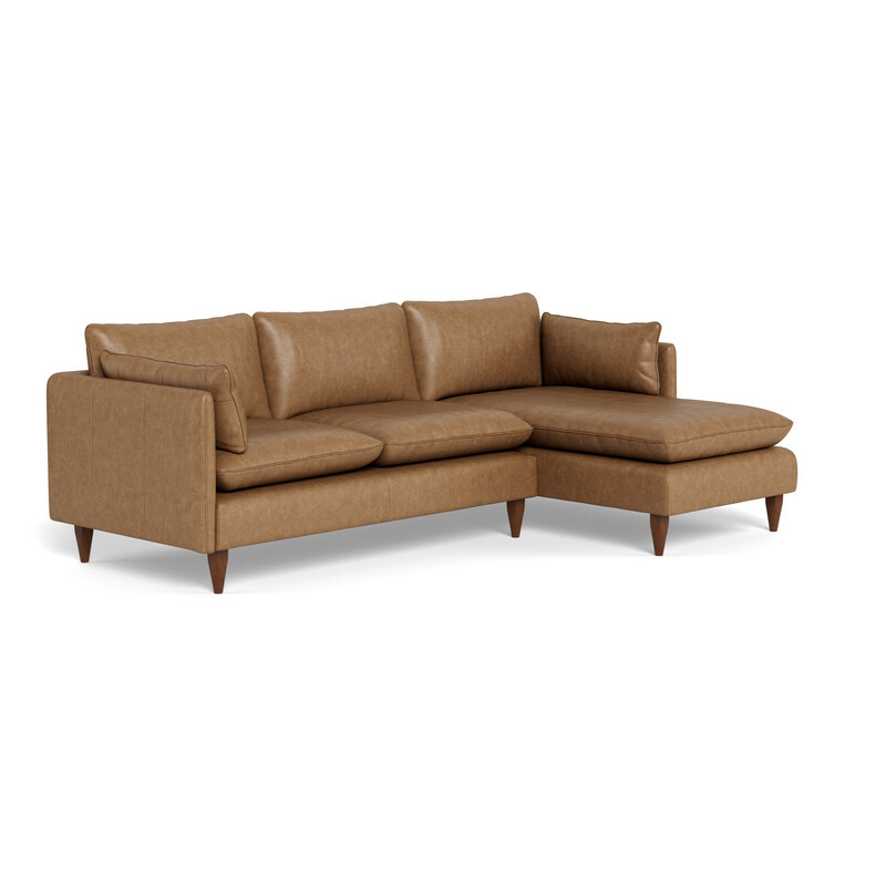 Modern Simple Elegant and Fashionable High-set timber legs Eton Leather Sofa