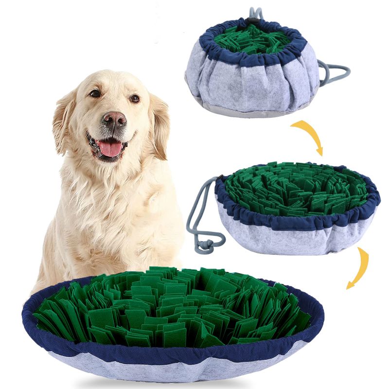 JI HANG Slow feeding bowl-simulated grassland, encourage pet natural foraging skills, environmentally friendly felt mat pet smell food smell mat