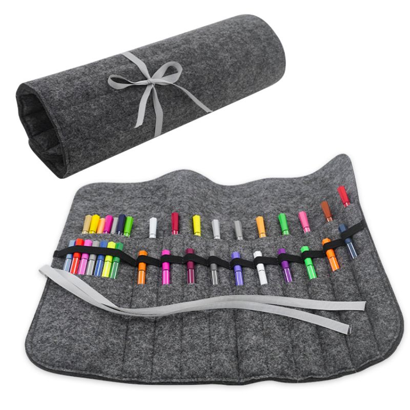 JI HANG 1 Portable felt hand-in writing pen box / roll packaging bag / pen holder / makeup brush portable bag storage bag