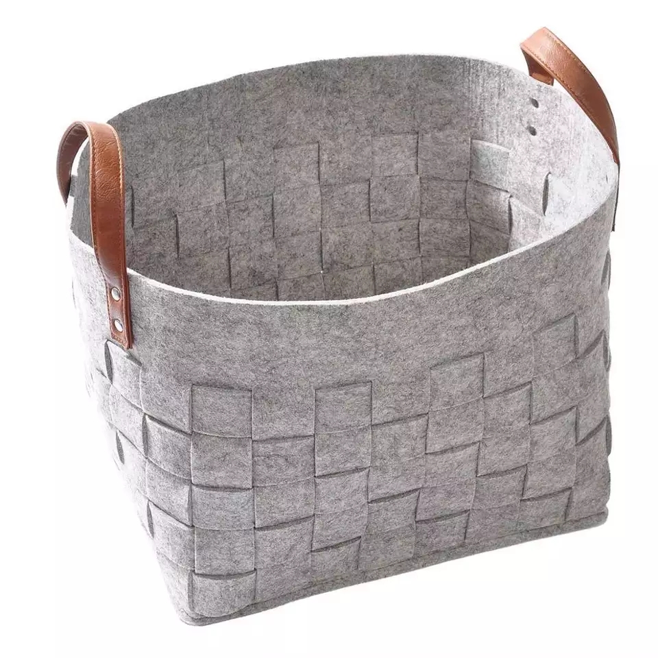 Felt cloth woven dark gray household laundry bag storage bag container basket storage box