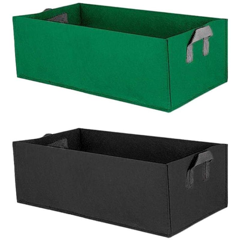 JI HANG 2 Parts set fabric elevated garden garden growth bag Gallon rectangular planting bag flower pot with handle,