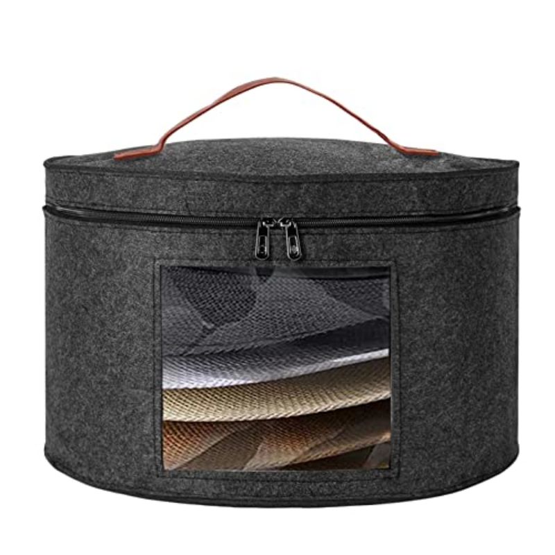 Felt hat storage box, folding cowboy hat storage bag, folding round travel hat case dust cover