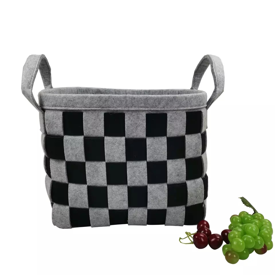 ins style Nordic household black and white 2 color felt non-woven fabric storage basket laundry basket