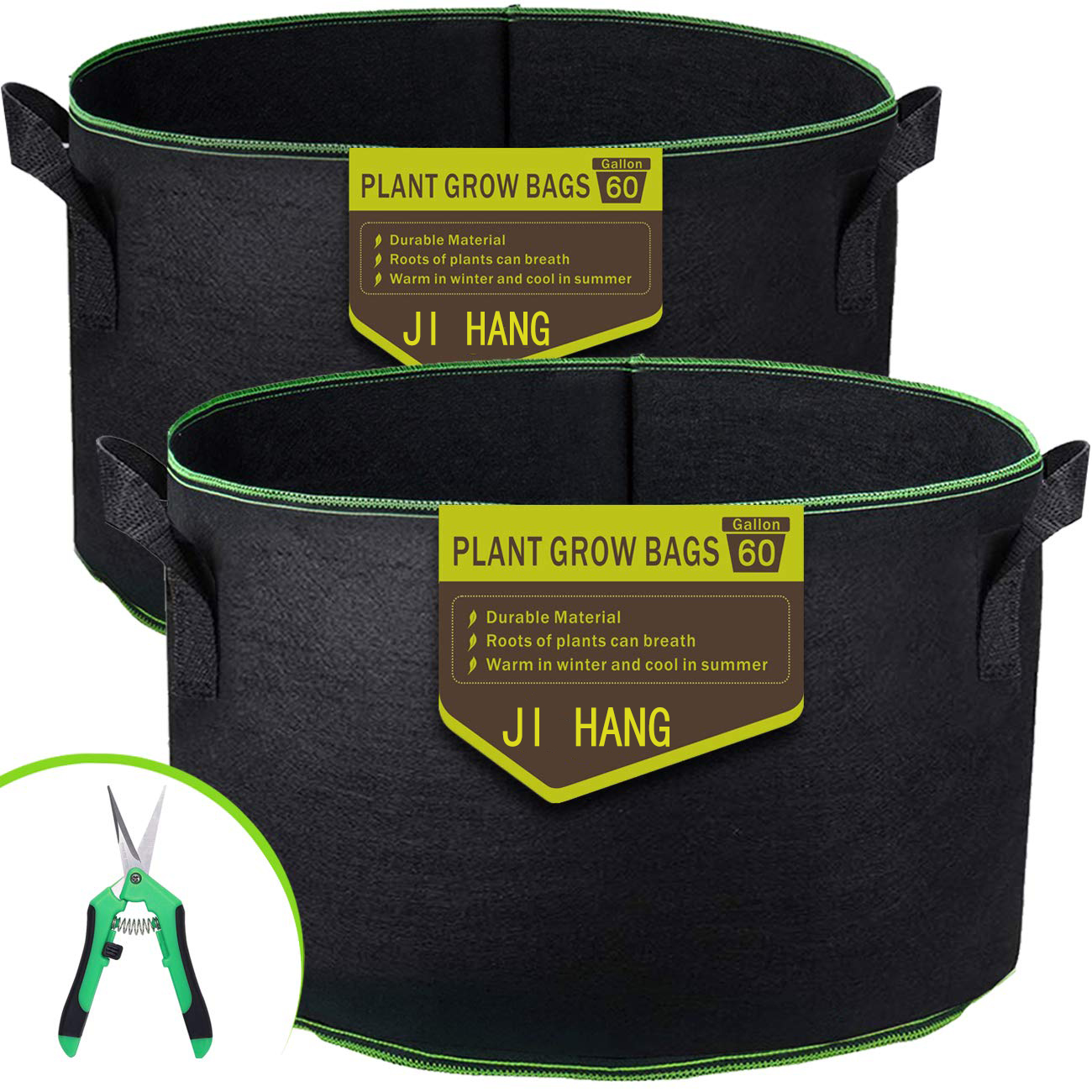 2 pieces 50 gal fabric planter pot root control tree planting bag Garden felt growing bag with handle