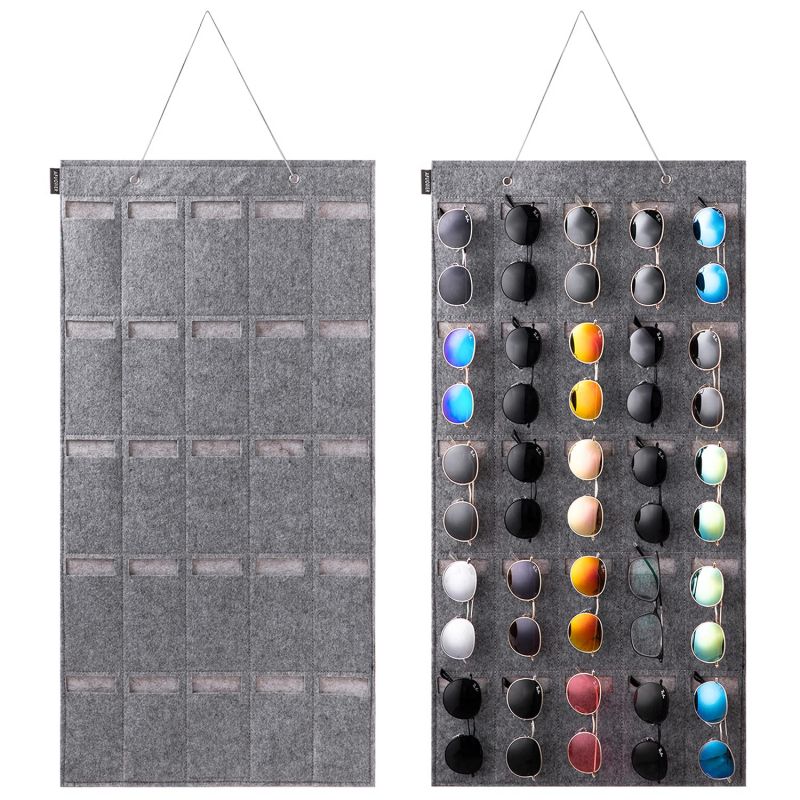 Dustproof sunglasses felt storage rack wall-mounted hanging sunglass storage rack 25 trough glasses storage rack