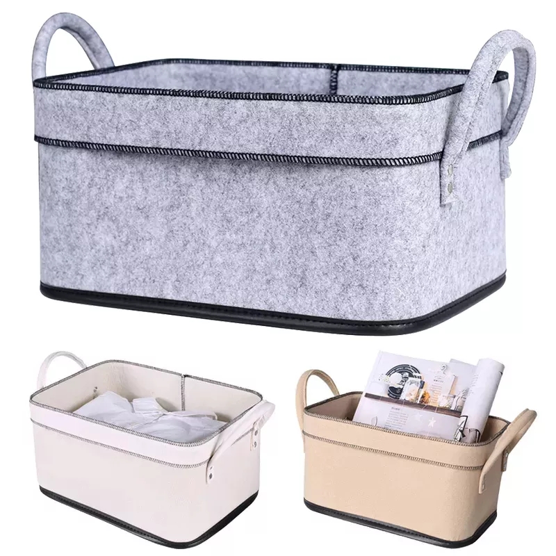 Simple Nordic style light luxury home solid color felt storage box sundry storage box