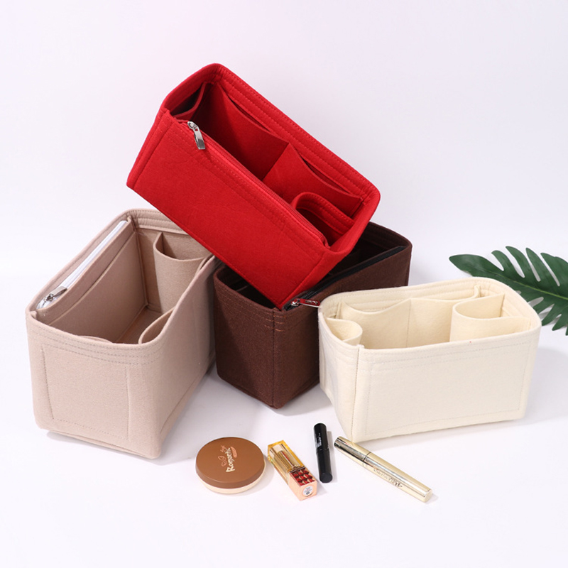 JI HANG felt wallet storage bag inserted into the handbag, handbag inserted into the storage bag, structured handbag storage