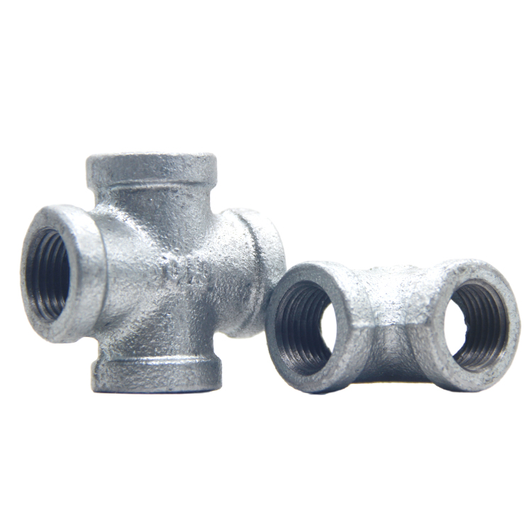 JINMAI 1/8''-6'' galvanized malleable iron CROSS pipe fitting plumbing pipe tube connector in water gas steam system