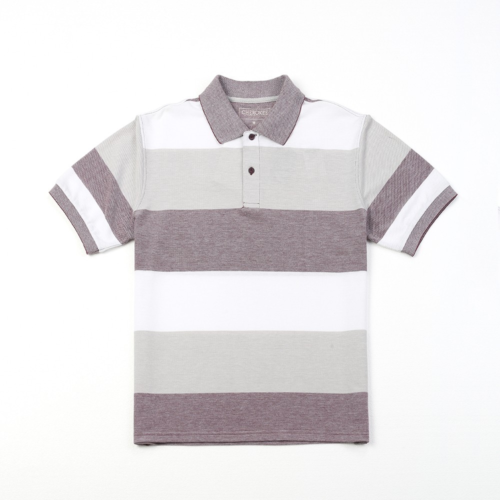 Mélange color Men's Engineering stripe Jacquard collar polo