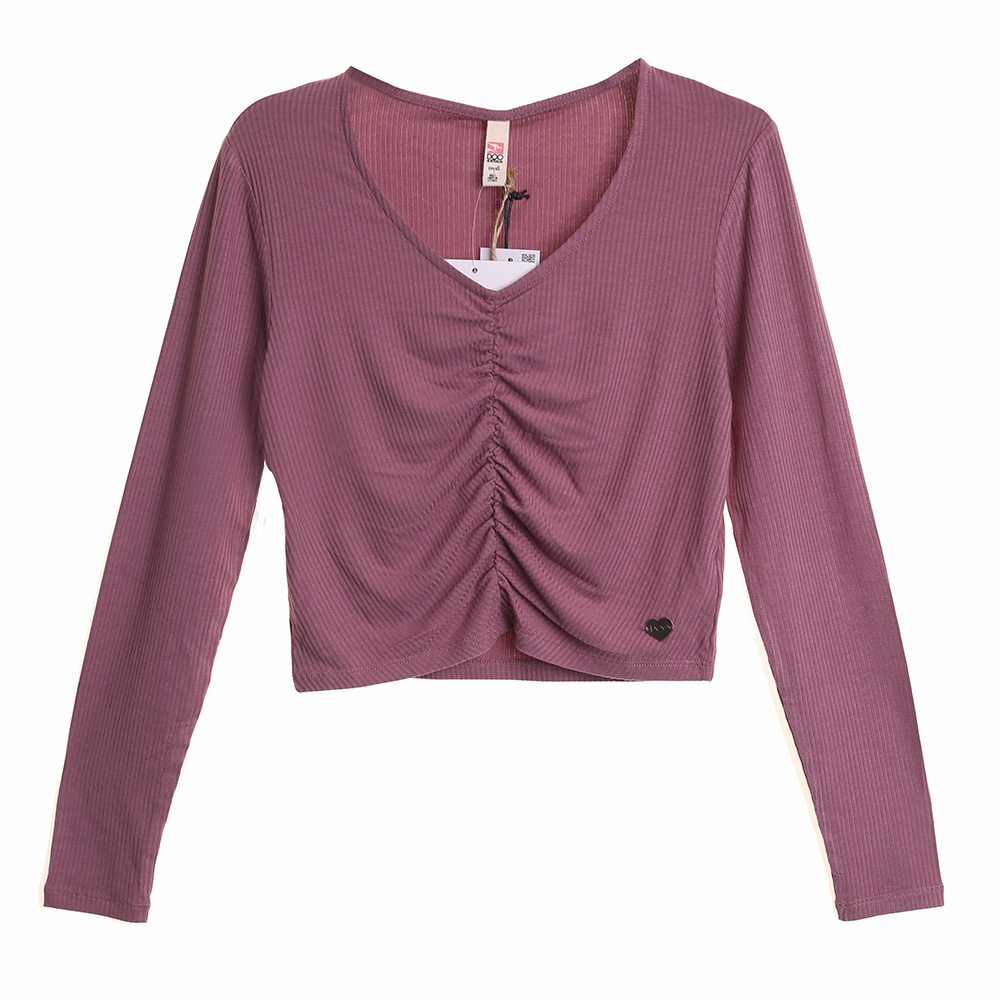 Women Lenzing Viscose Long Sleeve T Shirt Rib Knit Top