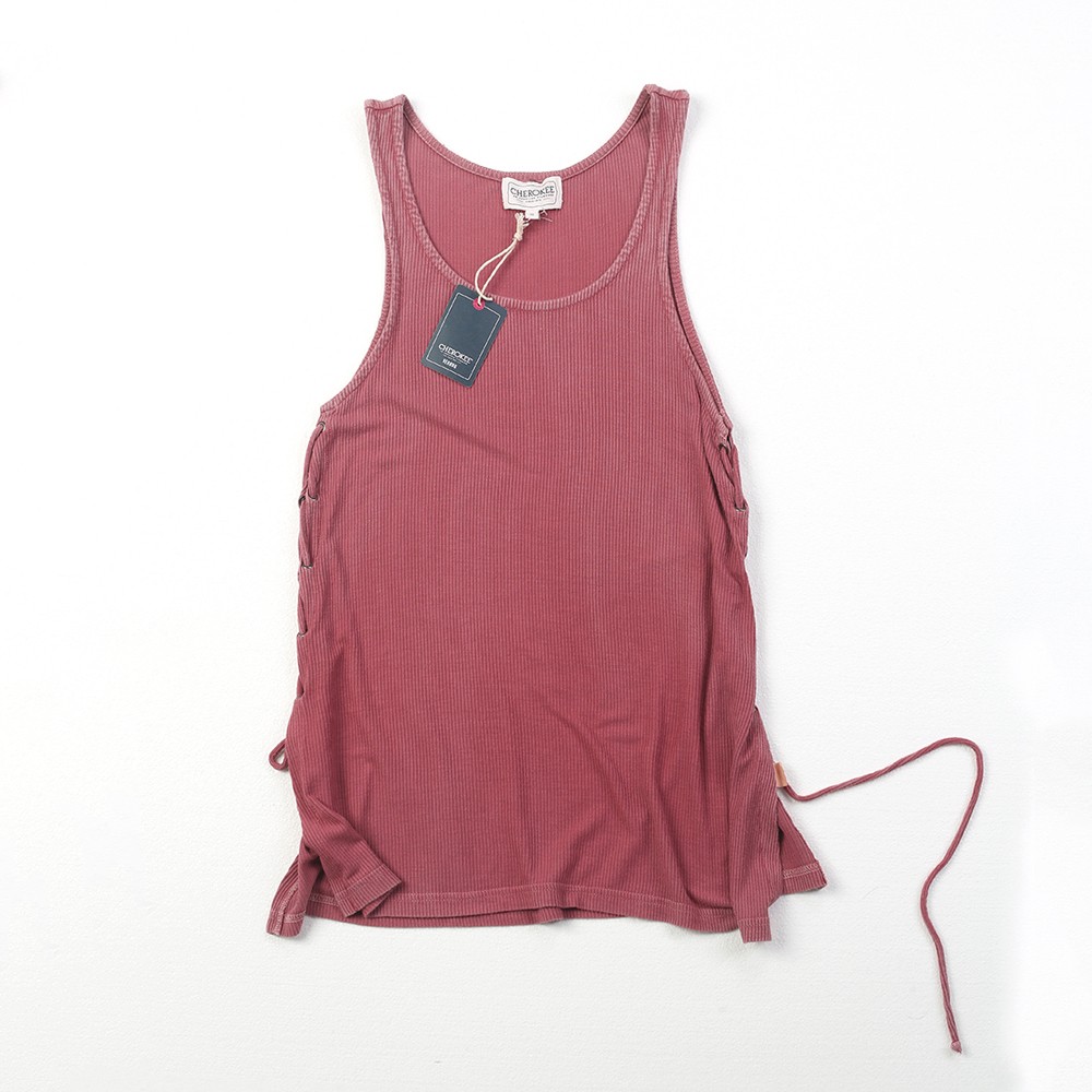 Acid washed women's dip dyed slit rib tank