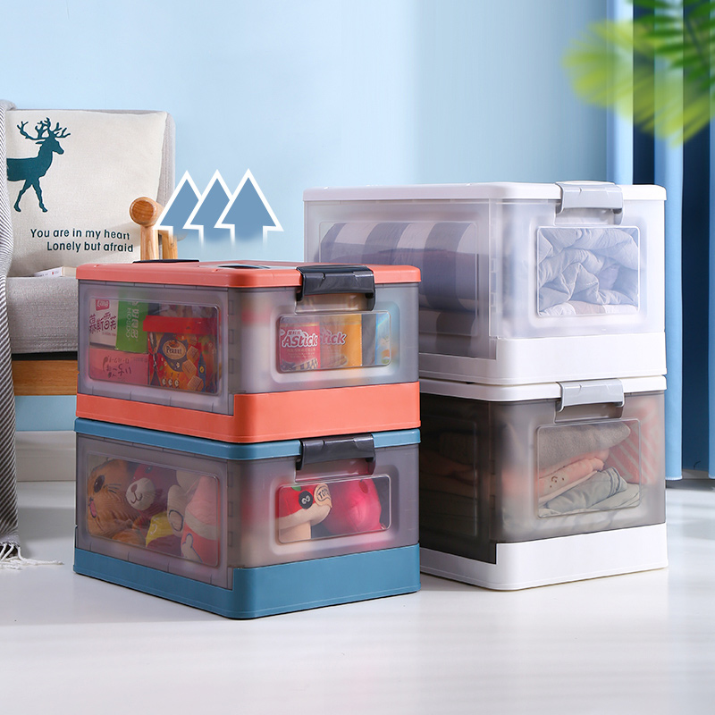 Folding storage plastic transaparent box