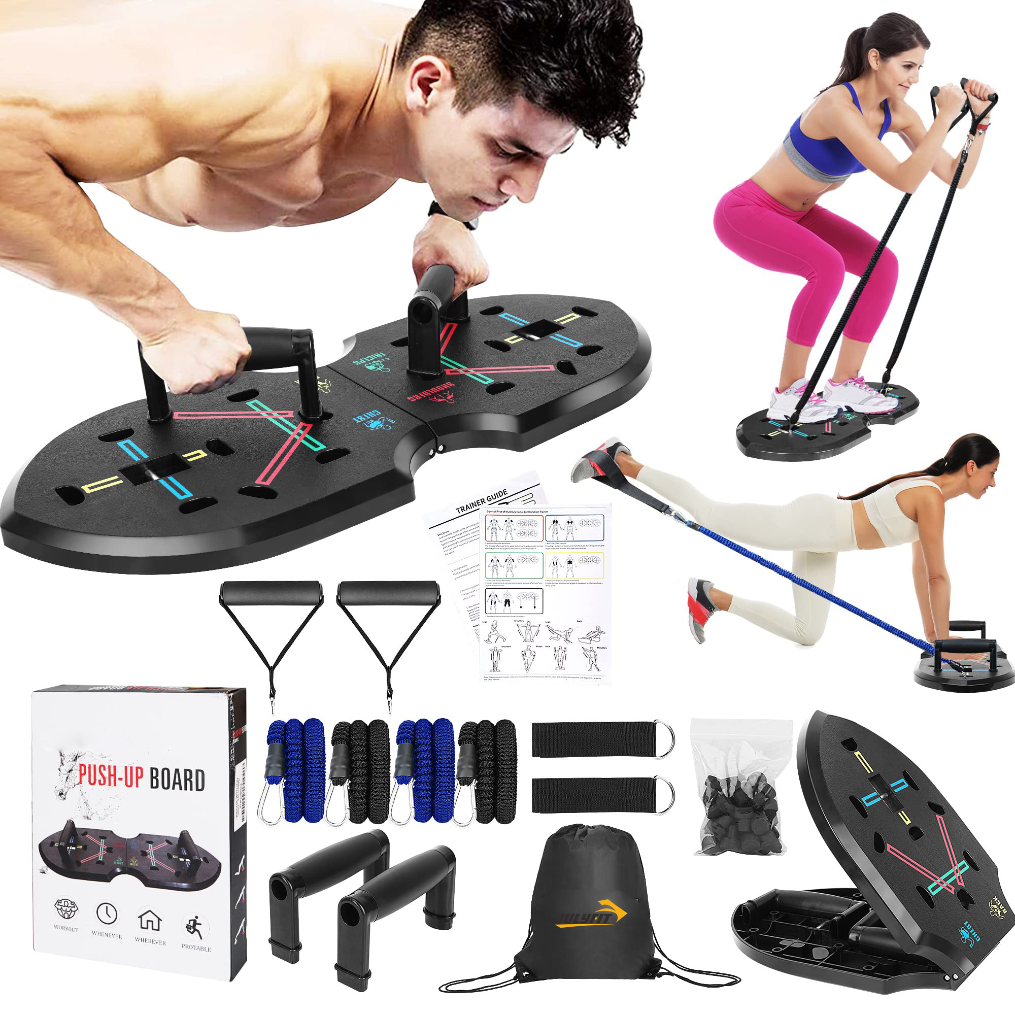 Multi-Functional Upgraded Foldable Push Up Board with <a href='/resistance-bands/'>Resistance Bands</a> 