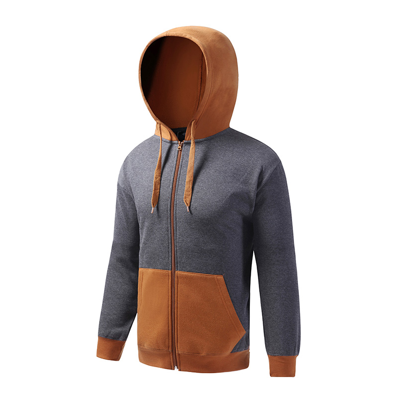 Hooded jacket with low collar 03