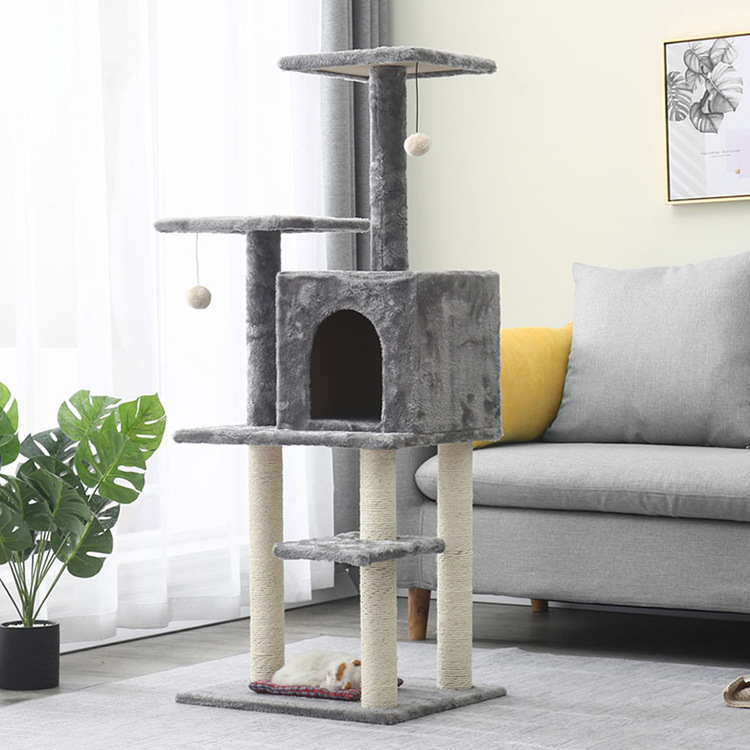 High quality dark gray cat scratching tree 126cm high cat house apartment cat tree