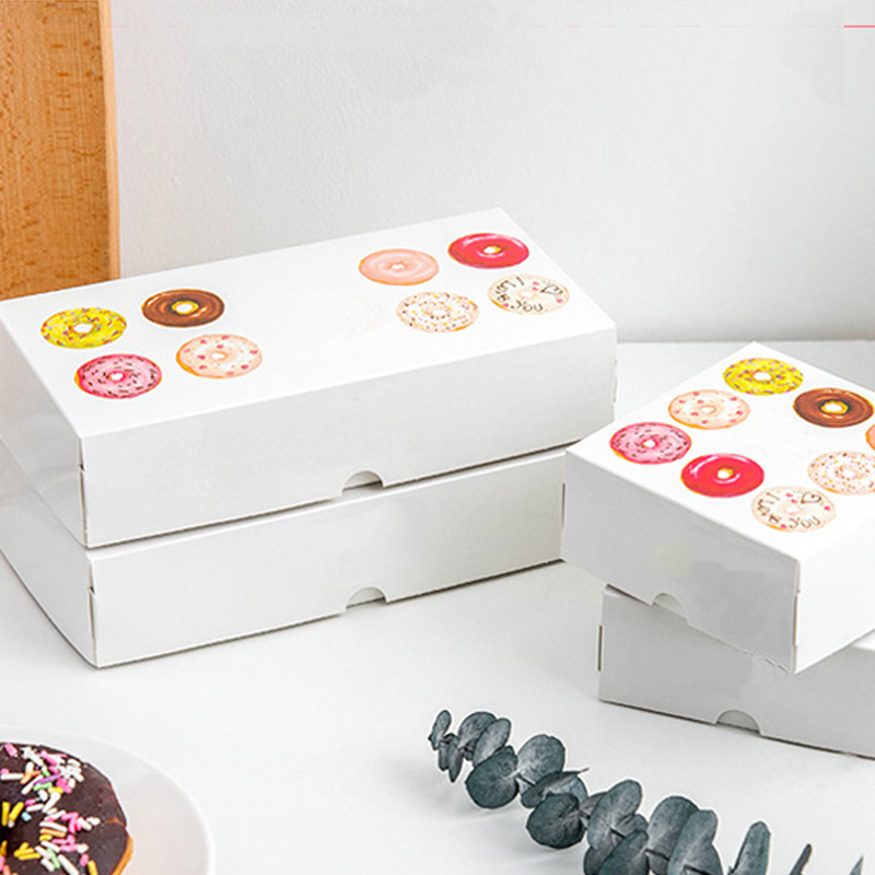 Two doughnut packaging Paper boxes Baked bread Western pastry box Single 2 cells 1 cell disposable packaging box