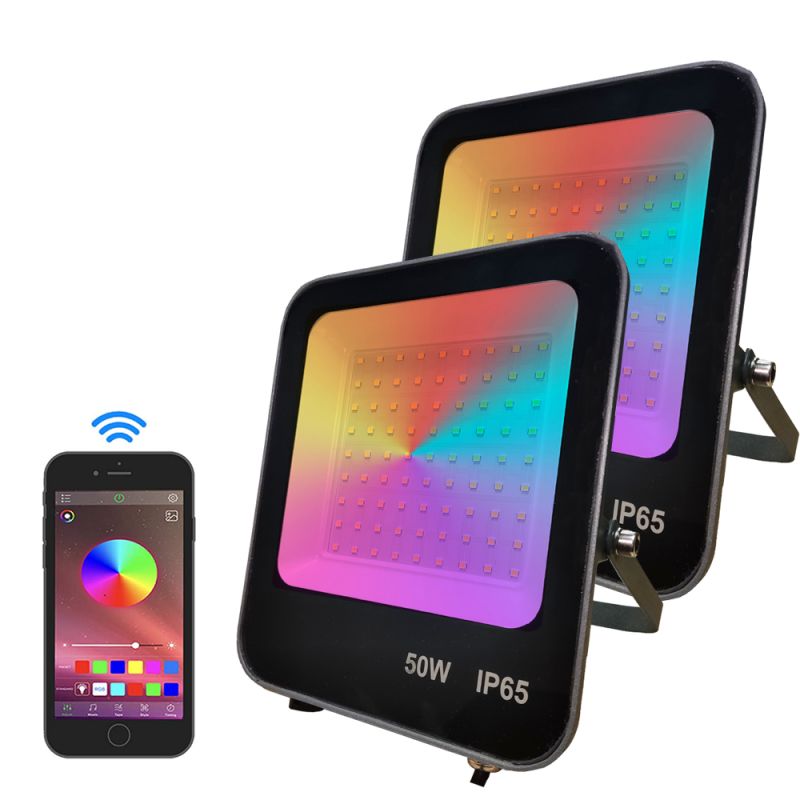 LED <a href='/flood-lights/'>Flood <a href='/lights/'>Lights</a></a> RGB Color Changing Bluetooth Smart Floodlights RGB APP Control