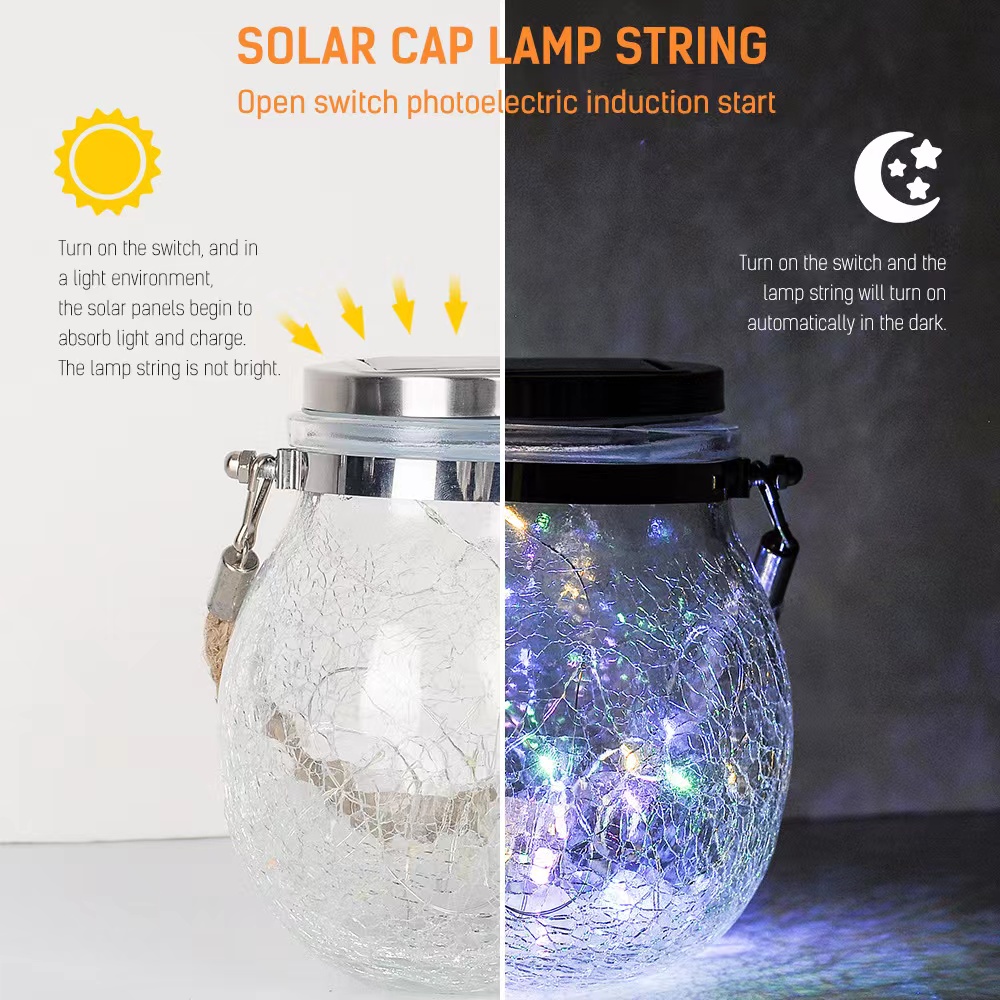 Solar Hanging Light Glass Jar Outdoor Solar <a href='/lamp/'>Lamp</a> Auto ON-OFF IP65 Waterproof Garden Lamp