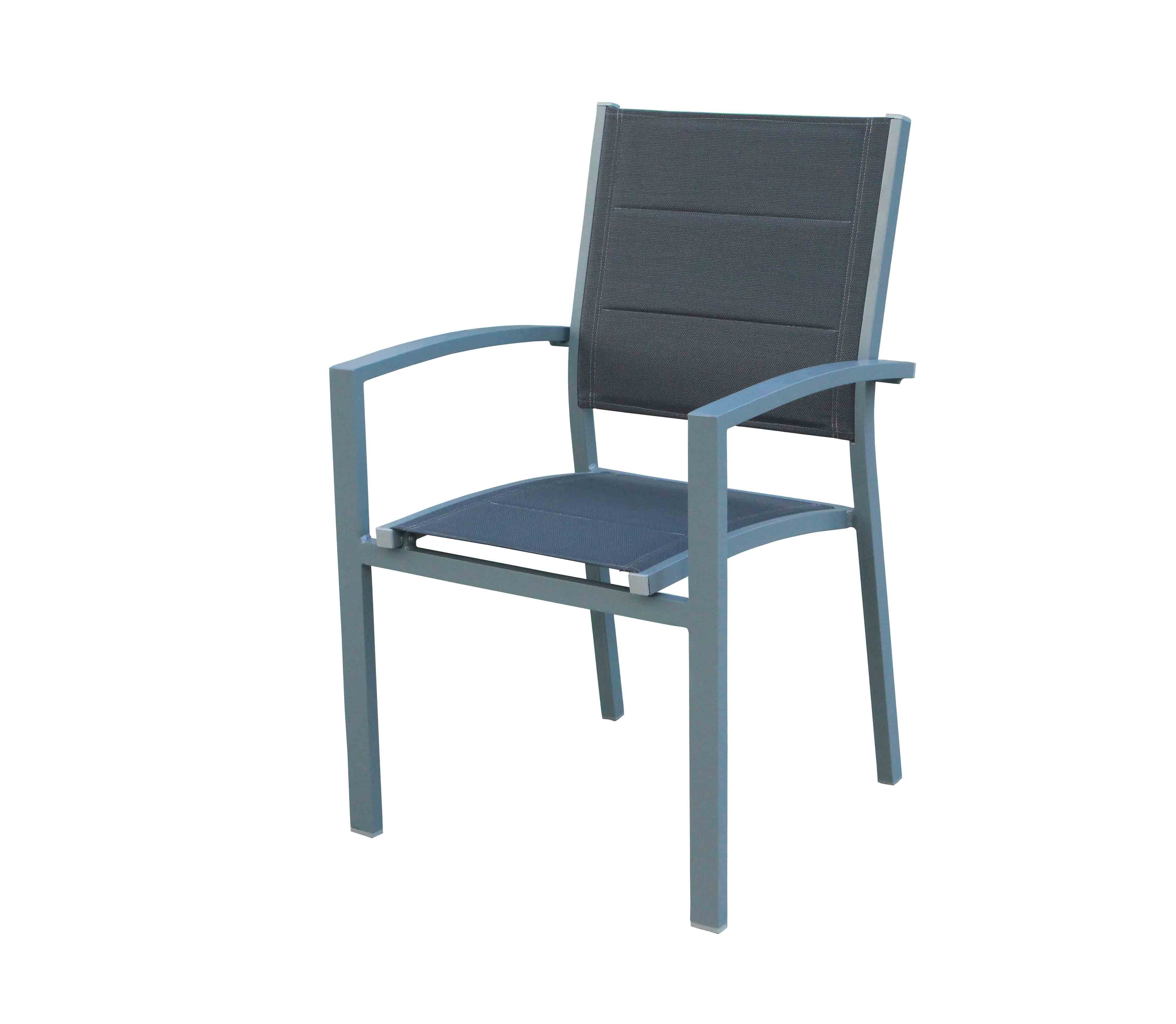 JJC417 Aluminum textilene stacking <a href='/chair/'>chair</a> with armrest