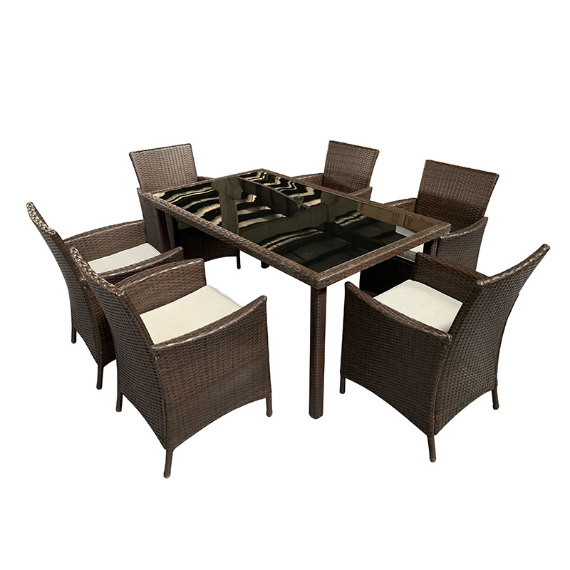 JJS320 Steel frame rattan garden dinning set
