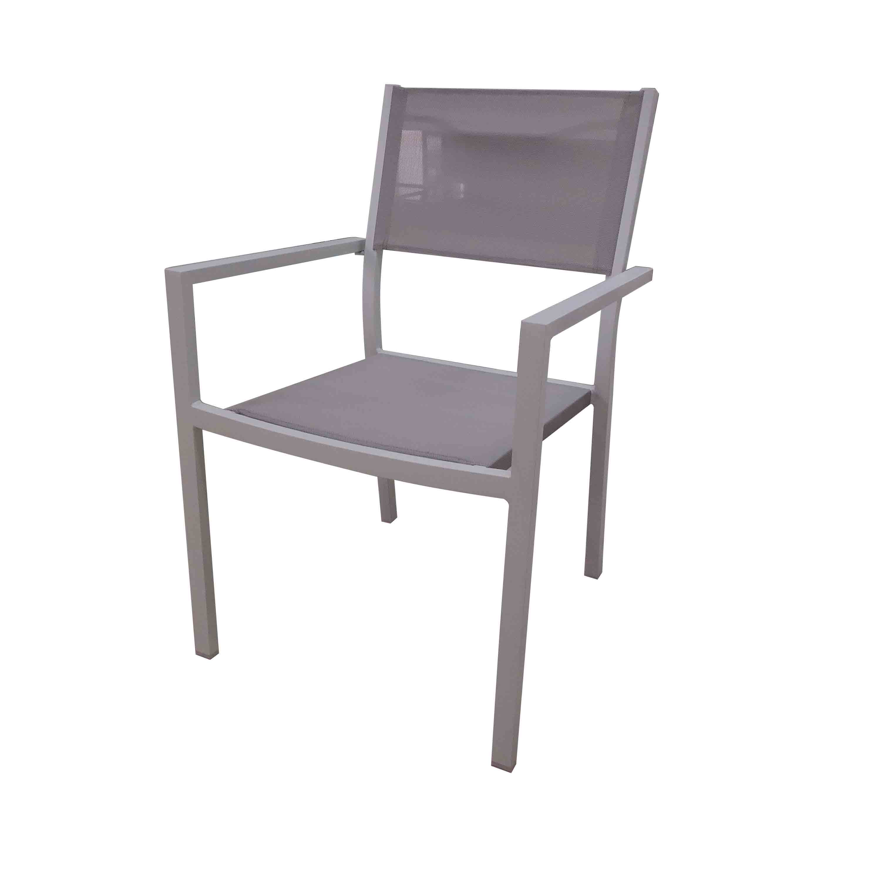 JJ422 Aluminum textilene stacking <a href='/chair/'>chair</a> with armrest