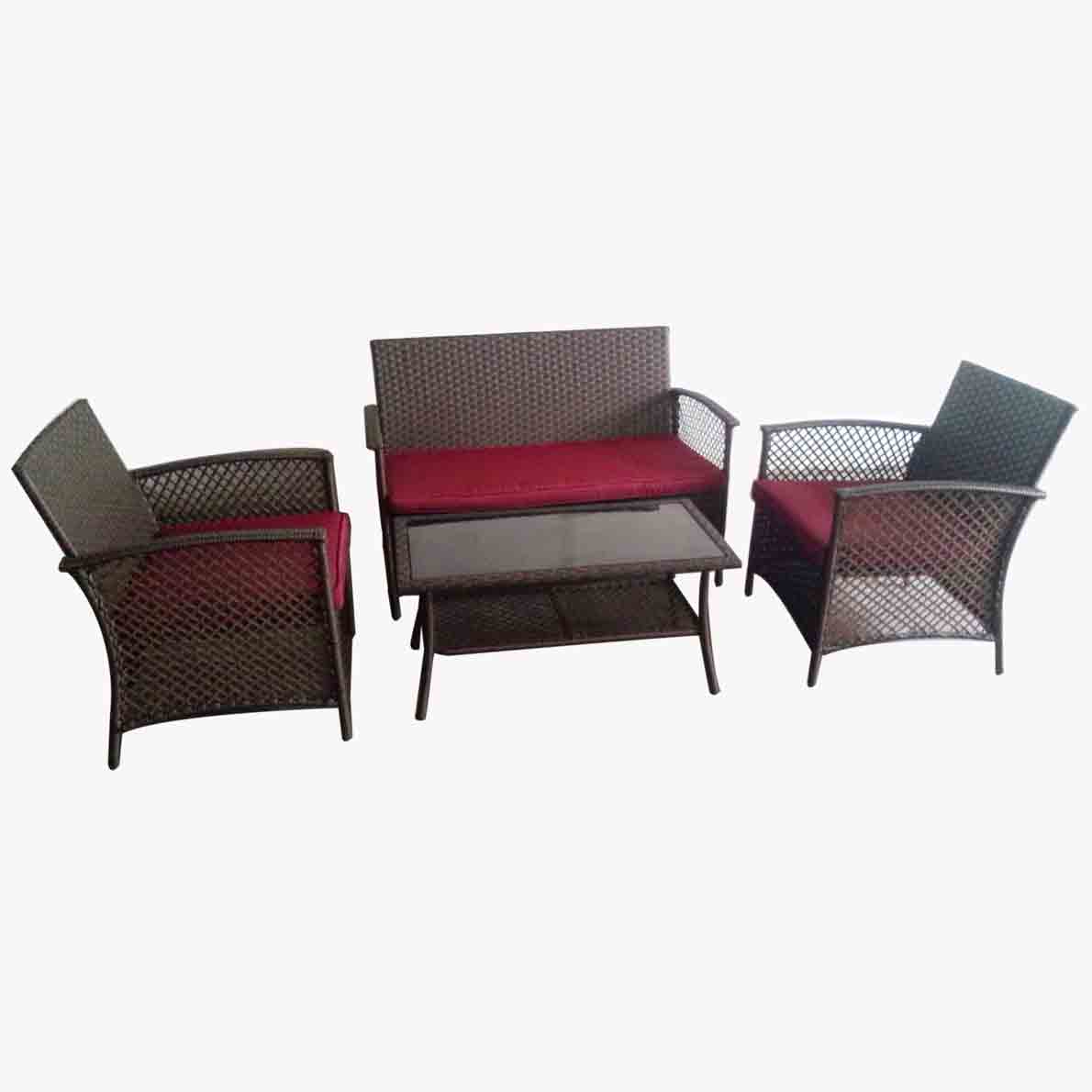 JJS3187W Steel frame rattan 4pcs sofa set