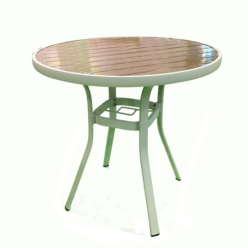 JJT14002 Aluminum PS wood round <a href='/outdoor/'>outdoor</a> table