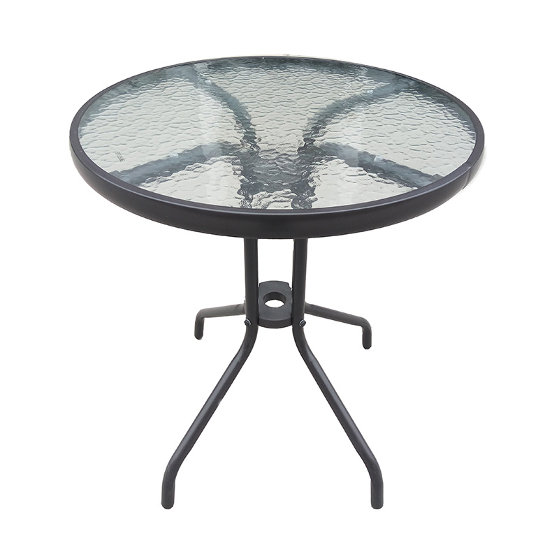 JJT3009G Steel frame outdoor glass table