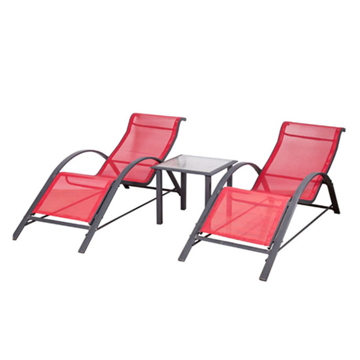 JJS4011 <a href='/aluminum-sun-lounger/'>Aluminum Sun Lounger</a> Set Three Pieces Chaise