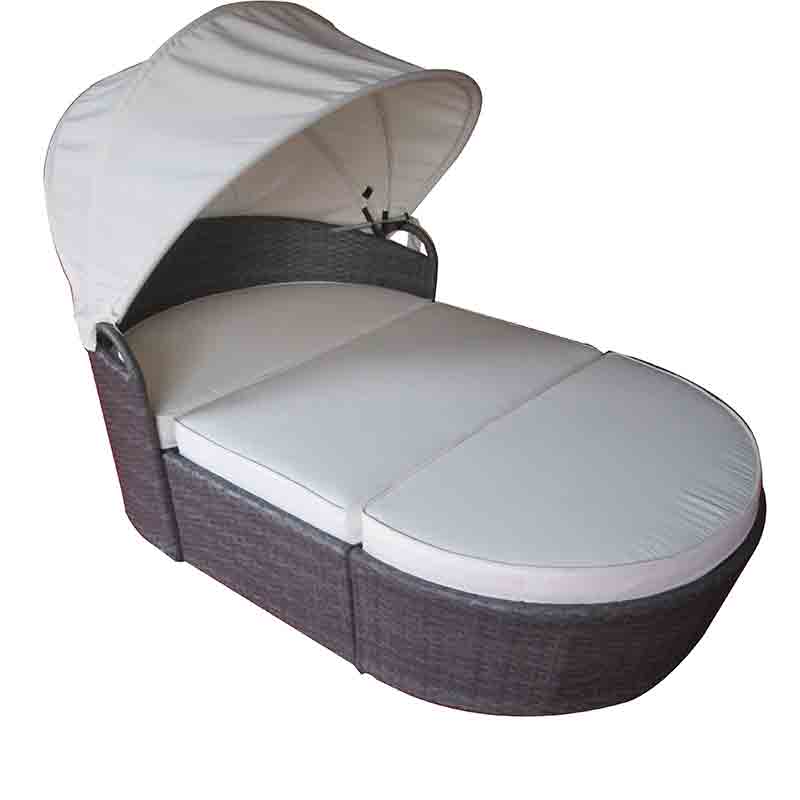 JJ1068W Steel rattan big round <a href='/lounge/'>lounge</a>r with roof