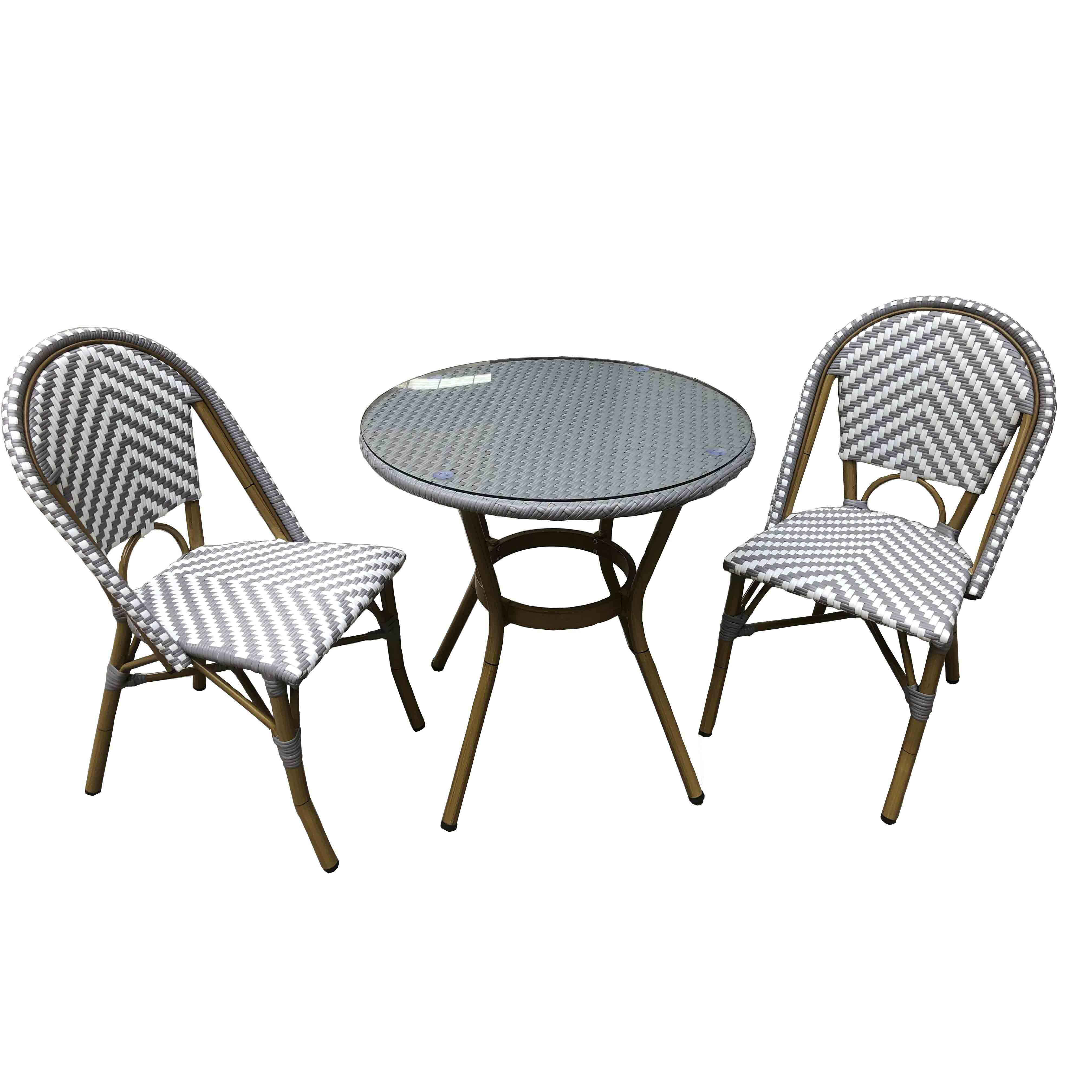 JJS2001 Bamboo looking  aluminum rattan  bistro set