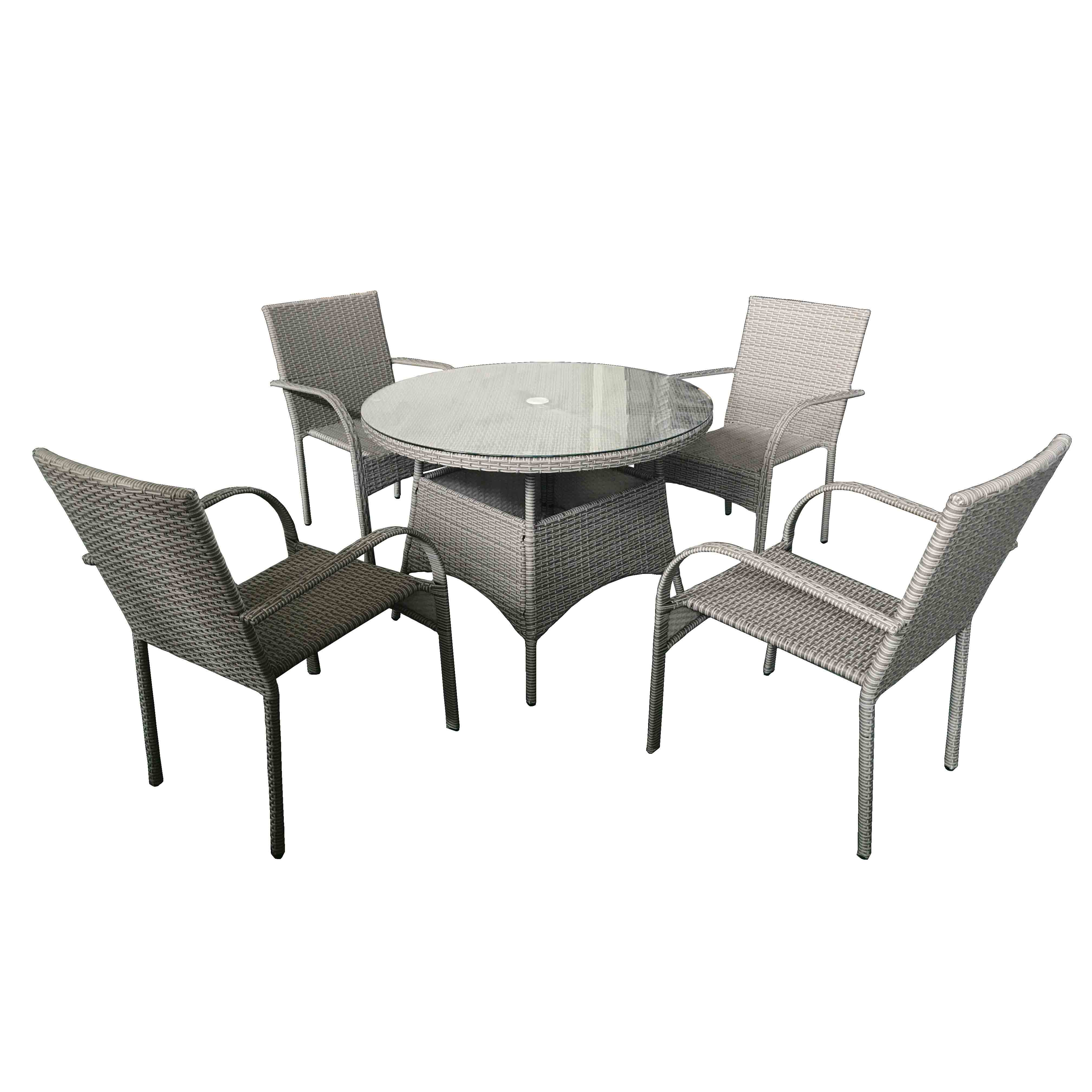 JJS3190W Steel frame rattan garden dinning set