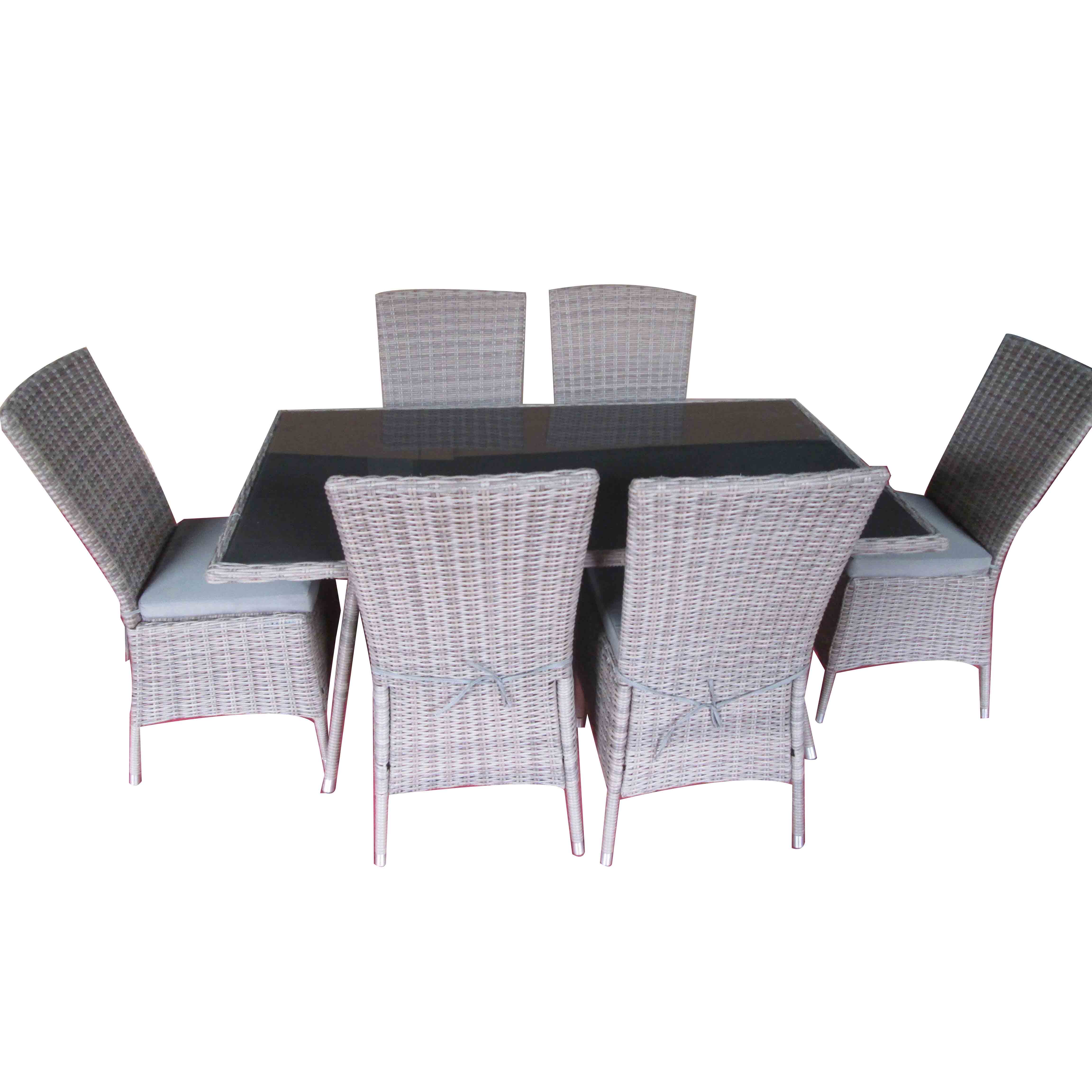 JJS3069W Steel frame rattan garden dinning set