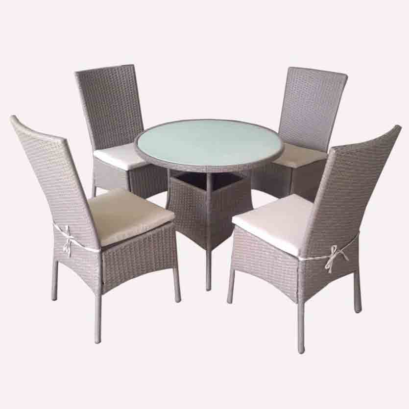 JJS3186W Steel frame rattan garden dinning set