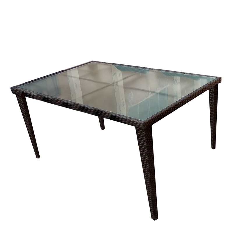 JJT3005G Steel rattan glass dining table