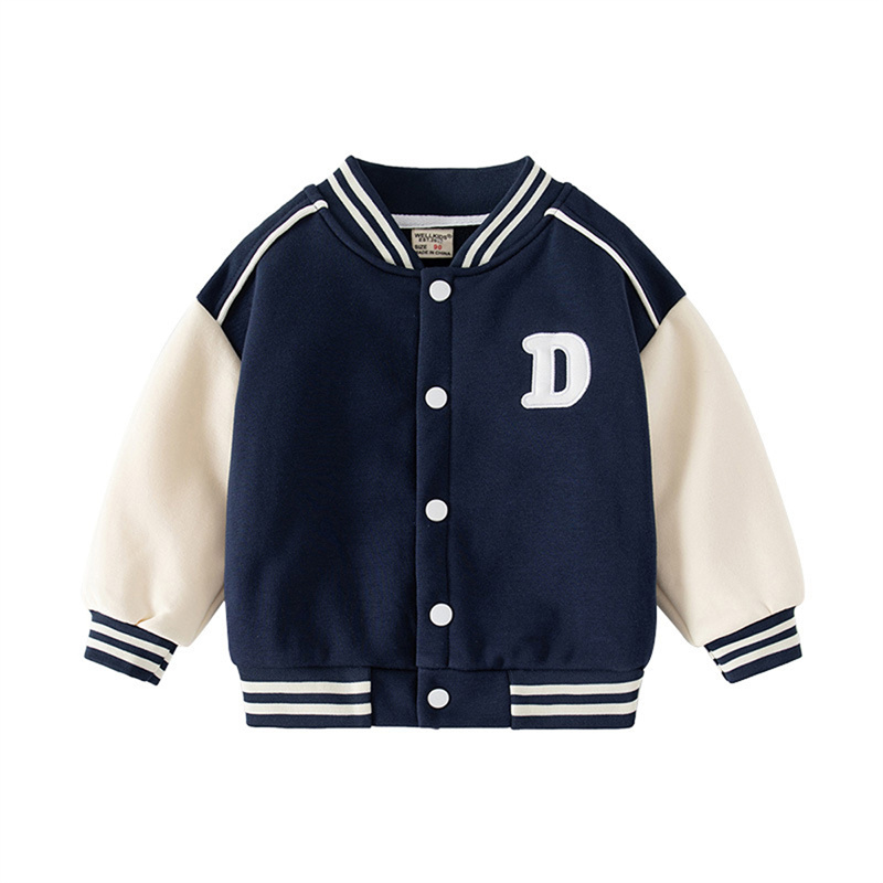 Boys Fleece Varsity Jacket Baseball Jacket Casual Sport Cardigan Sweatshirt