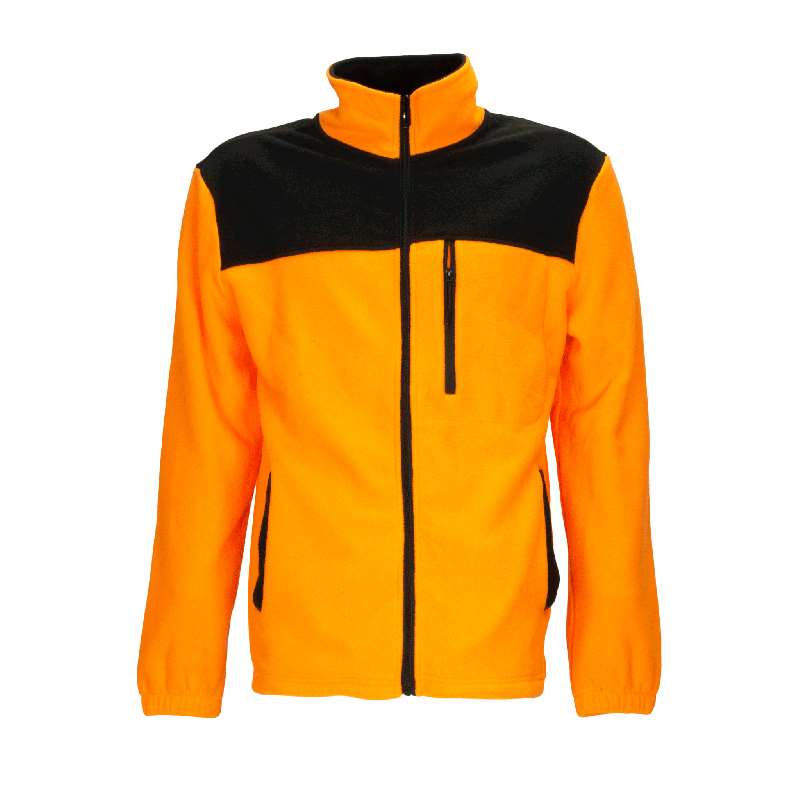 Men's Casual Polar Fleece Hoodie, Chic Color Block Zip Up Jacket