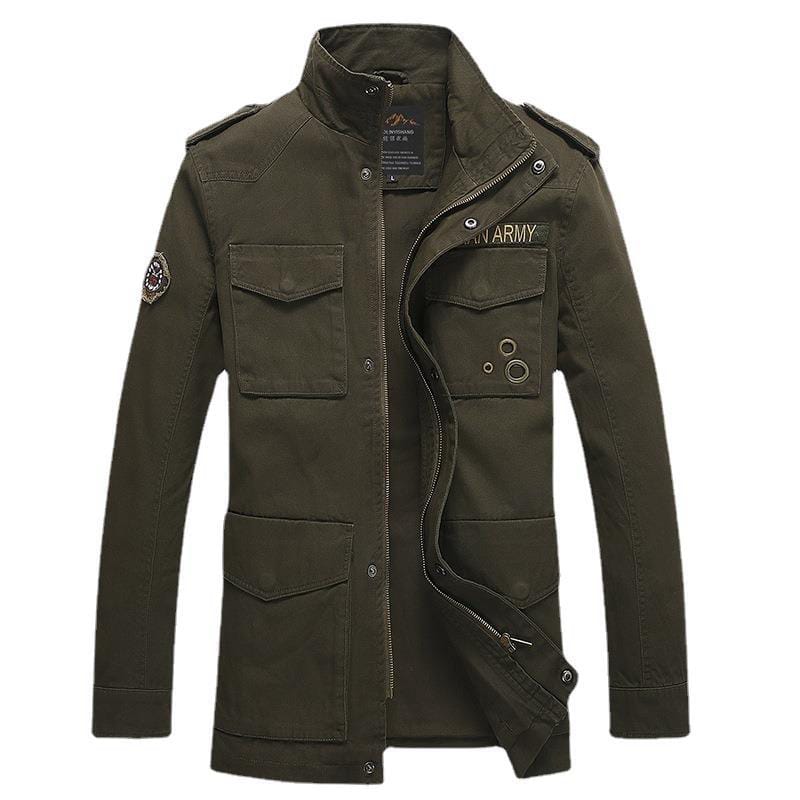 Men’s Cotton Lightweight Multi Pockets Zip Front Stand Collar Military <a href='/bomber-jacket/'>Bomber Jacket</a>s