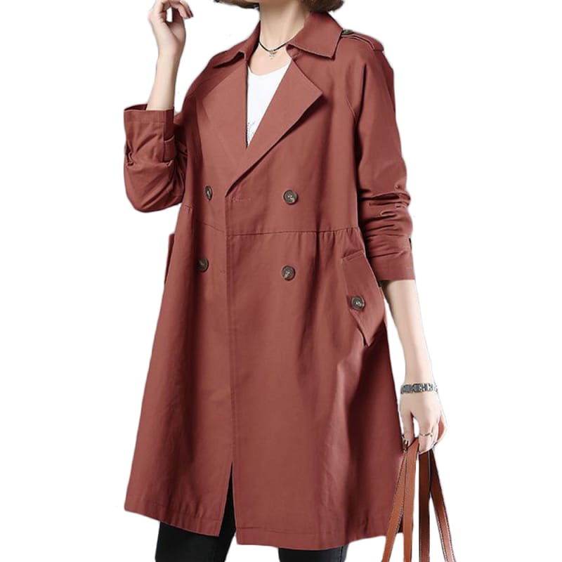 Women's Spring And Autumn Double Breasted Mid-Length Trench