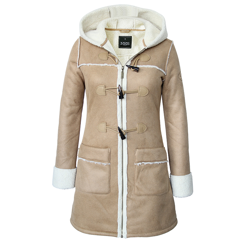 Women Outdoor Warm Sherpa Lined Long Faux Fur <a href='/hoodie-coat/'>Hoodie Coat</a>