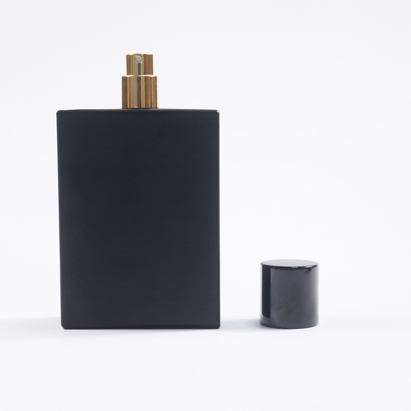 Custom Logo Empty 100ML Matte Black Square Perfume Bottle