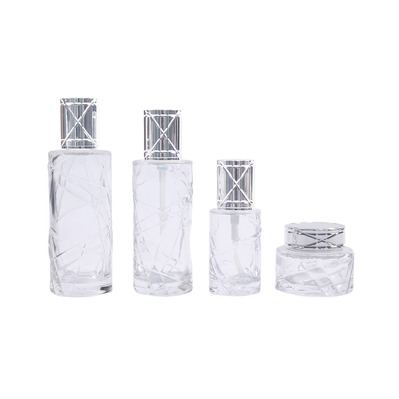 Luxury 100ml empty round glass <a href='/bottle/'>bottle</a> skincare cosmetics set packaging