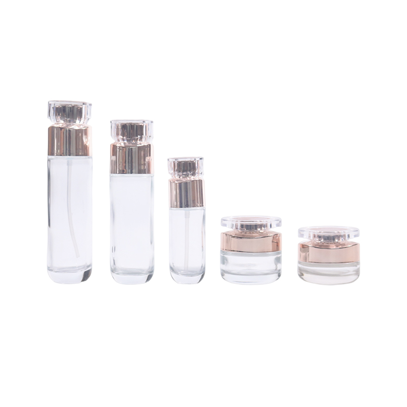 Luxury Unique Pink Glass Cosmetic Face Button Dropper Bottle for Serum and Lotion