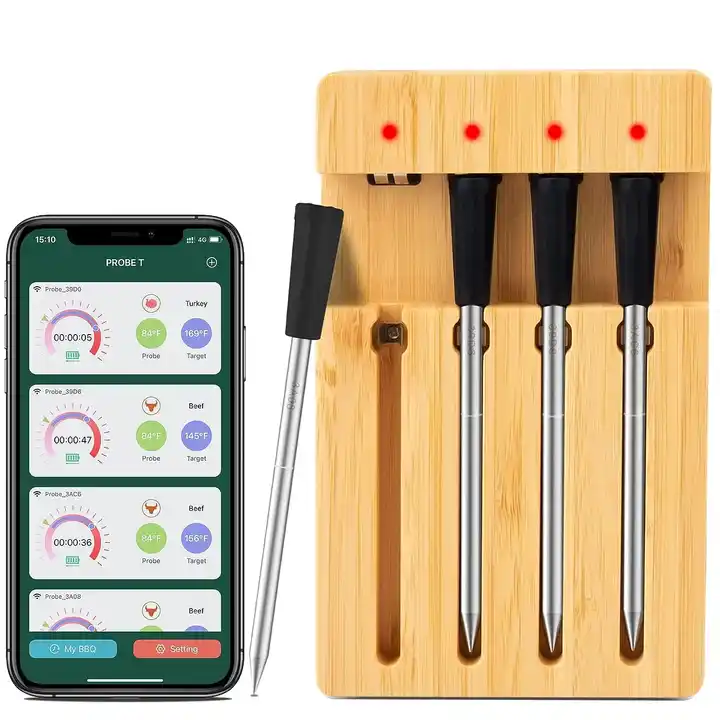 FM206 BBQ Bluetooth Wireless 4 Probes Meat Thermometer