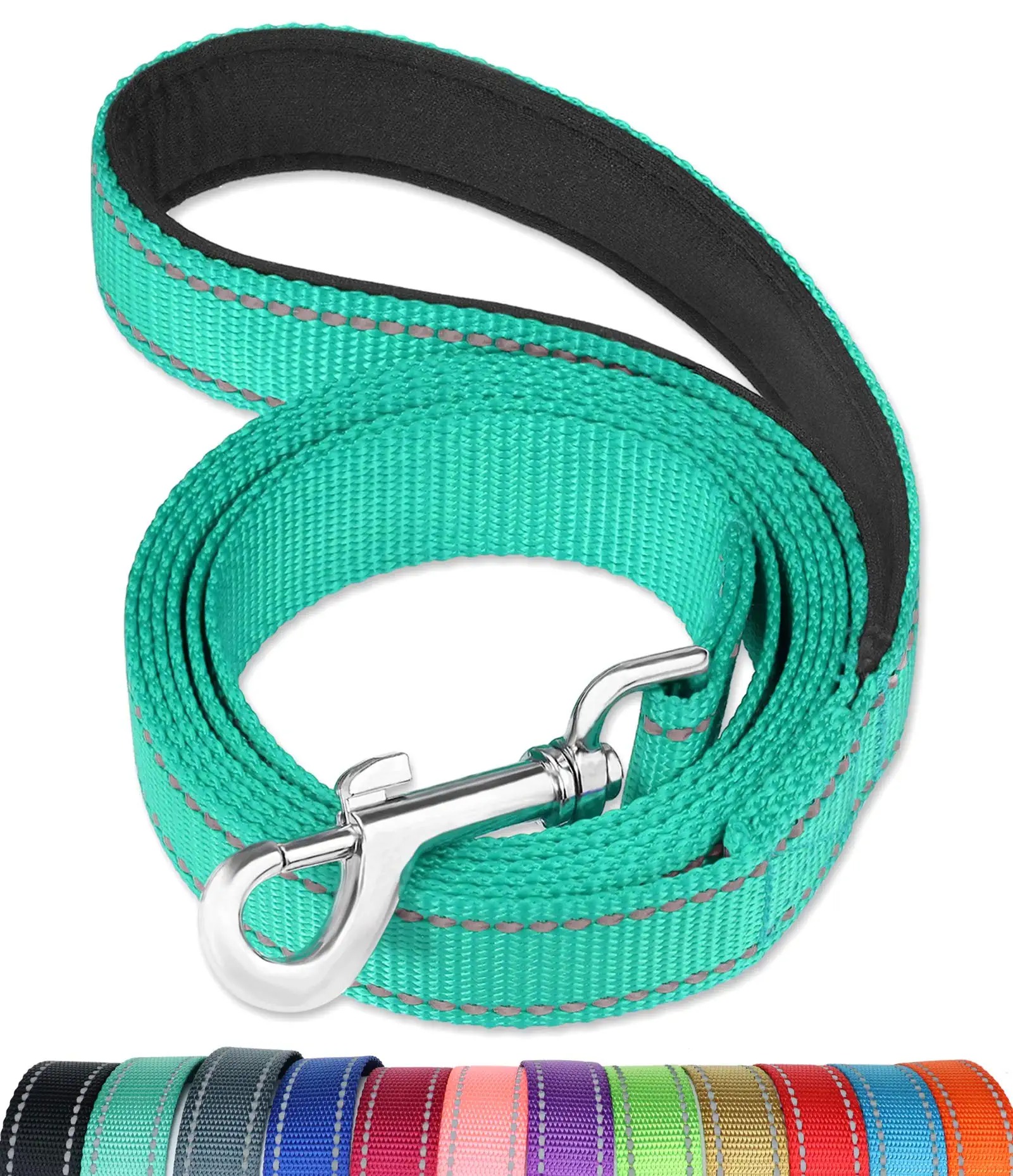 6FT /4FT Reflective <a href='/nylon-dog-leash/'>Nylon Dog Leash</a> with Soft Padded Handle