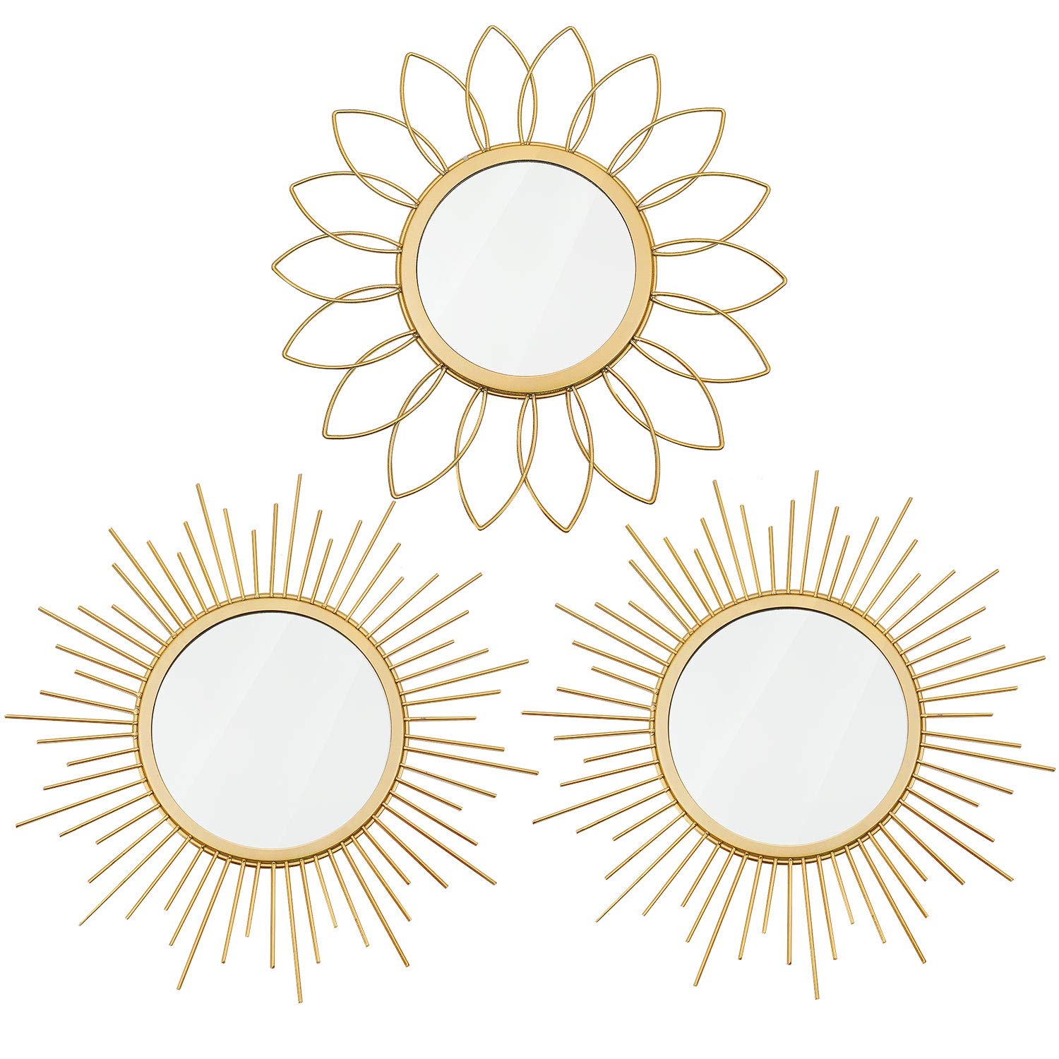 Decorative Gold Mirrors for Wall Metal Sunburst Home Décor Hanging Wall Art